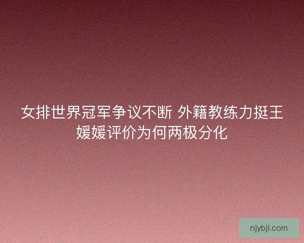 女排世界冠军争议不断 外籍教练力挺王媛媛评价为何两极分化