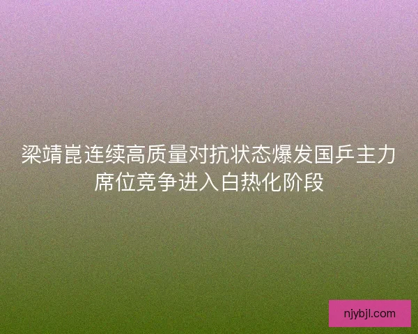梁靖崑连续高质量对抗状态爆发国乒主力席位竞争进入白热化阶段
